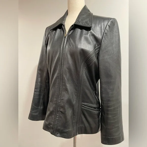 Colebrook & Co vintage black leather jacket, size small - Picture 2 of 13